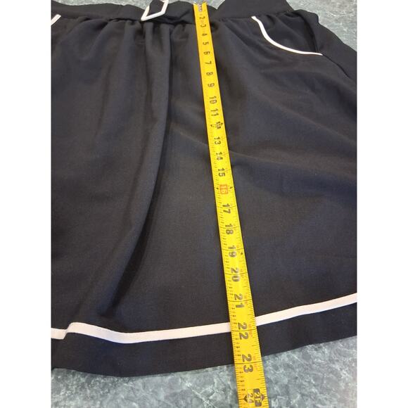 Modcloth Circle Skater Mini Skirt Plus 1X Black White Trim Pockets Belted Retro - Picture 9 of 10
